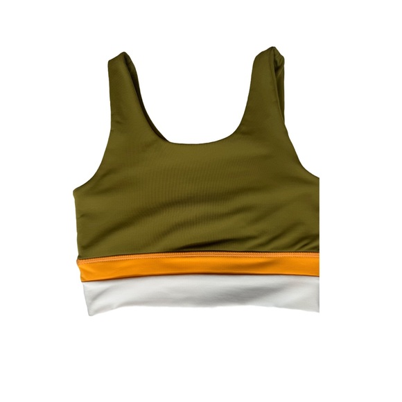 Define Your Inspiration Colorblock Sports Bra Crop– Olive/Orange/White - Picture 4 of 4